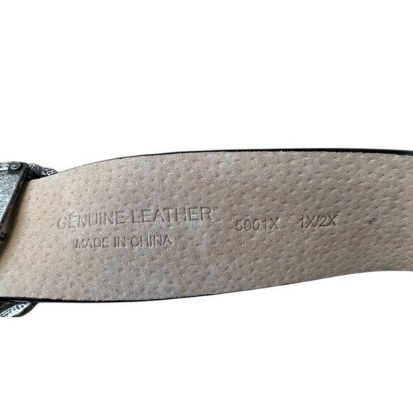 Suzanne Somers Vintage leather womens concho belt size 1X 2X beige snakeskin - Picture 6 of 9